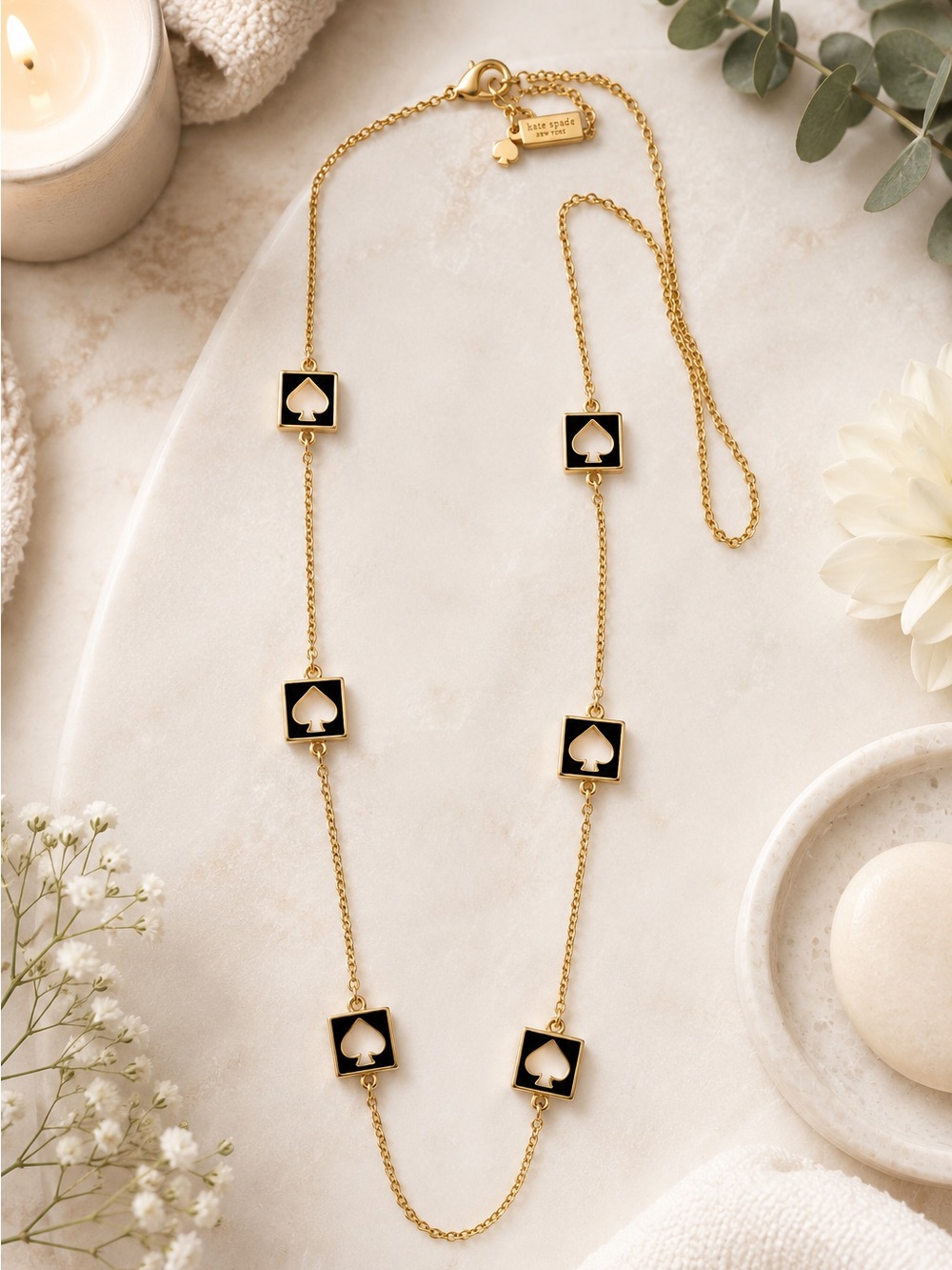Kate Spade New York Gold Spade Station Necklace 32” Long Chain